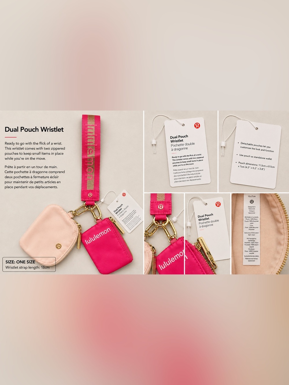 lululemon athletica Dual Pouch Wristlet - Hot Pink & Light Pink